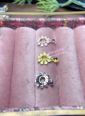 925银吊坠空托 圆形5MM6MM 女款镶嵌用银托项坠空托