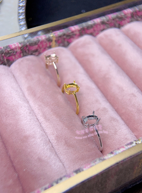925银戒指空托 椭圆形3*5MM-15*20MM   简约四爪女款银戒托开口