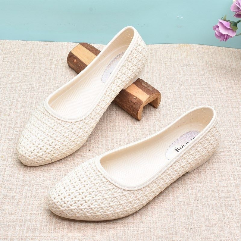 2024夏季女时尚尖头女平底凉鞋镂空洞洞防滑塑料防水浅口休闲女鞋,淘宝优惠券,粉丝福利购,淘宝优惠卷