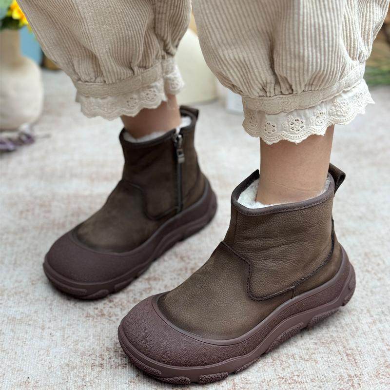 真皮羊毛雪地靴2025冬季新款复古休闲大棉鞋保暖百搭加厚毛短靴女,淘宝优惠券,粉丝福利购,淘宝优惠卷
