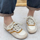 First-layer cowhide color-blocked lace-up moral training women's shoes