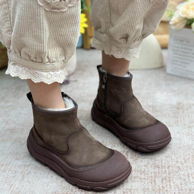 真皮羊毛雪地靴2025冬季新款复古休闲大棉鞋保暖百搭加厚毛短靴女,淘宝优惠券,粉丝福利购,淘宝优惠卷