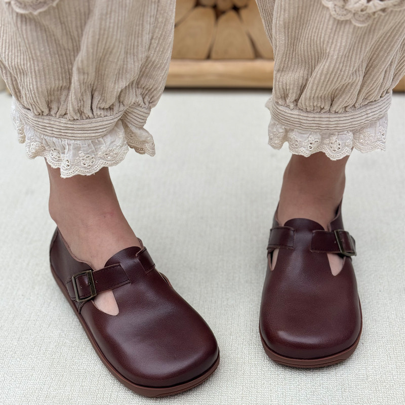 丑乐手工真皮一脚蹬女鞋2025新款复古休闲风头层牛皮平底圆头单鞋,淘宝优惠券,粉丝福利购,淘宝优惠卷