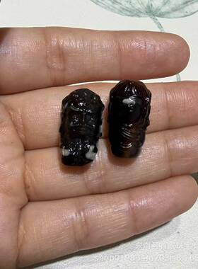 天珠玛瑙精工雕刻谛听妈祖大黑天扎基挂件挂饰锁骨链配件文玩配饰