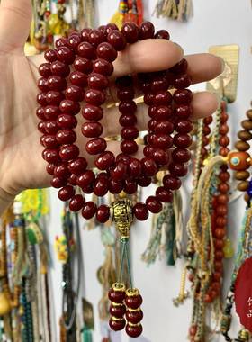 文玩雪巴琉璃108佛珠六字真言脖挂项链男女通用款