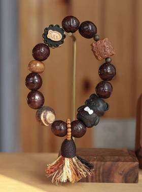 凤眼搭配黑檀领结熊萝卜饼干贡木库克手串女可爱百搭复古文玩饰品