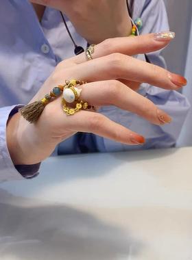 原创驼骨葫芦戒指搭配特级库克小米珠