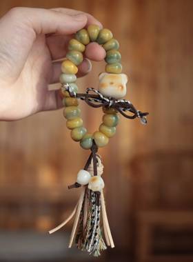 原创菩提根蒜瓣大肠搭配天然象牙果小熊菩提根猫爪时尚可爱百搭