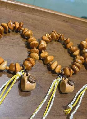 天然库克随形饼干搭配桃木咖啡杯手串文玩手链佛珠念珠手串饰品