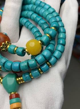 原创设计优化松石链尼泊尔配饰DIY藏式风格脖挂链佛珠男女通用