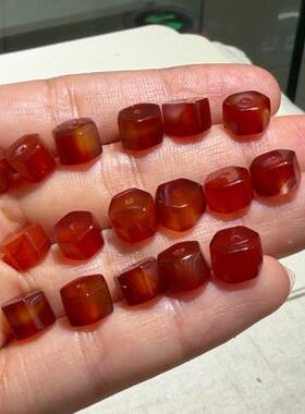 天然老红玛瑙六棱珠隔片文玩配饰手串搭配DIY手链项链吊坠挂饰