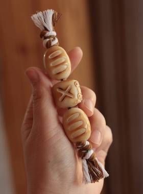 天然象牙果搓搓乐手把件手工编织手捻手搓小棍棍文玩手串解压盘玩