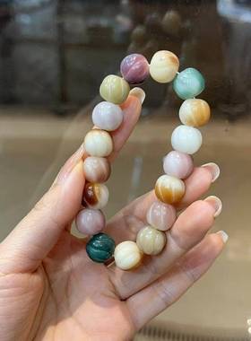 菩提根多宝卷卷酥手串 文玩佛珠单圈手链时尚饰品