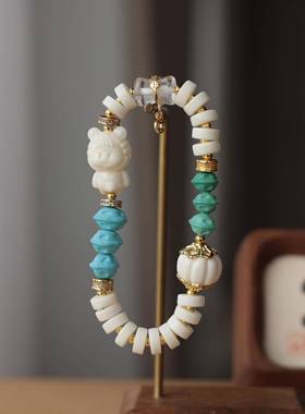 牛骨药片搭配背包多妹单圈手链白水晶配件菱镁矿百香籽纯铜百搭S