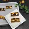 Square earring material! Natural tiger eye stone bare stone lightning pattern 10mm inlaid earrings earrings (only loose stone)