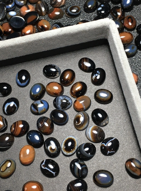 天然波斯黑玛瑙裸石戒面