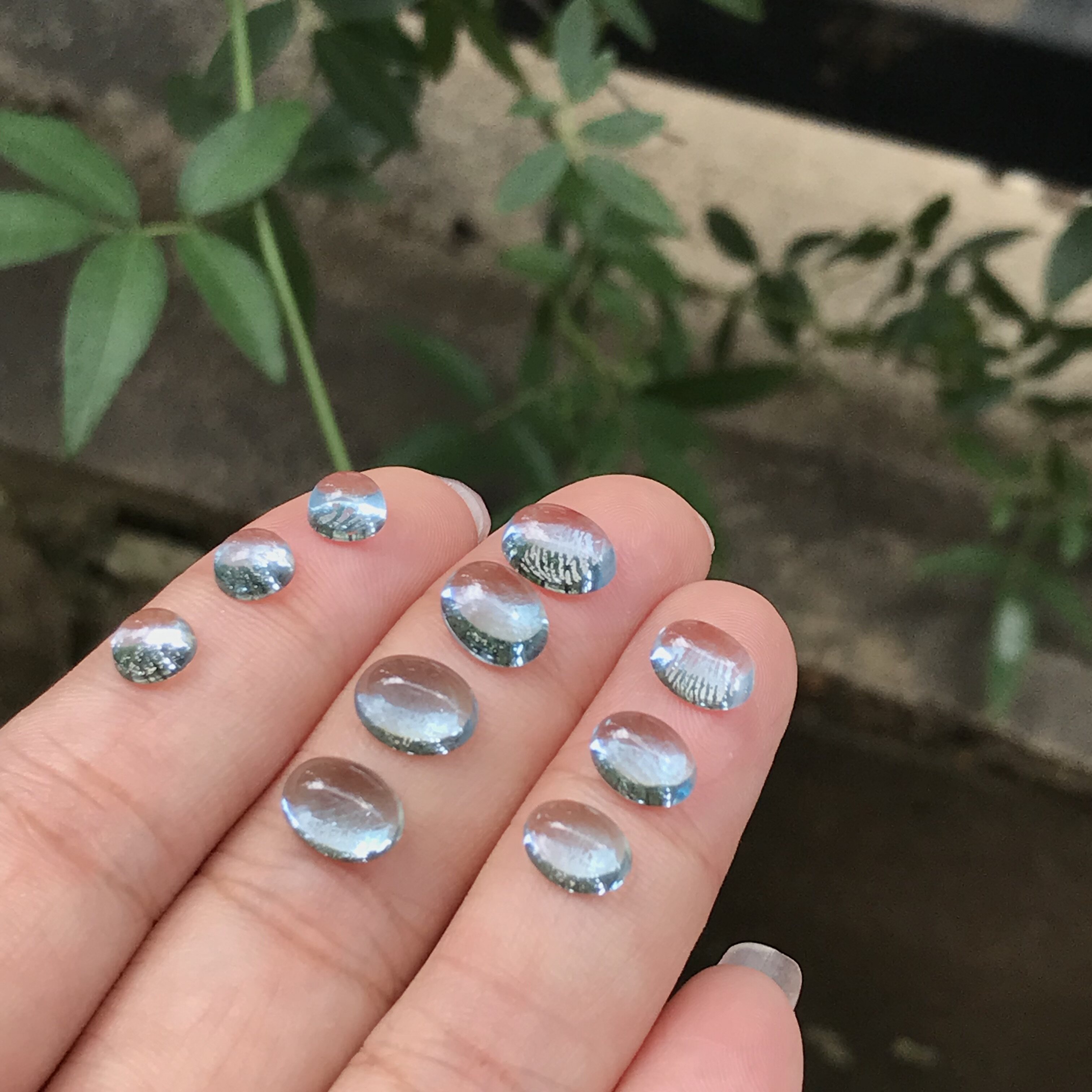 Natural blue topaz cabochon loose stone oval ring face