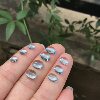 Natural blue topaz cabochon loose stone oval ring face