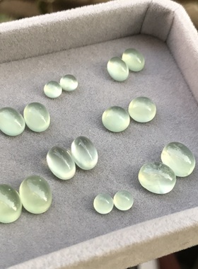 耳钉料2！天然绿葡萄石椭圆戒面裸石蛋面镶嵌绕线耳钉一物一图
