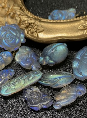 5月3拉长石小滴溜编绳手链雕刻件