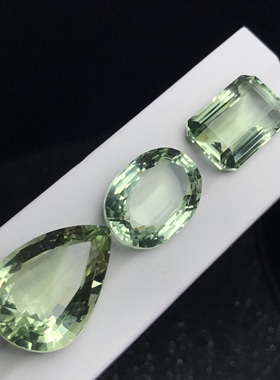 绿水晶裸石刻面吊坠镶嵌绕