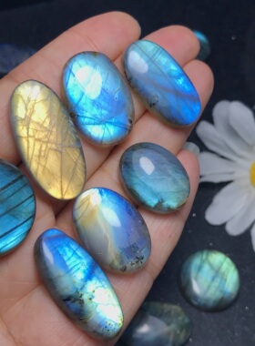 3月5日天然长石椭圆戒面水晶