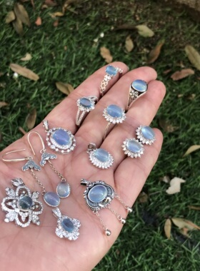 #s925银新品天然高品质海蓝宝