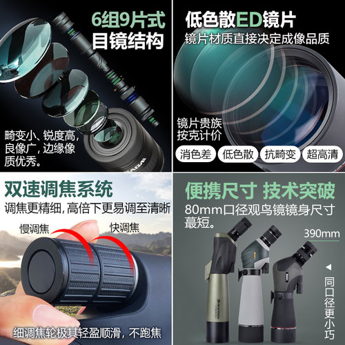 萨伽高倍专业级户外观鸟高清望远镜观鸟镜变倍单筒夜视ED镜80口径 - 图2