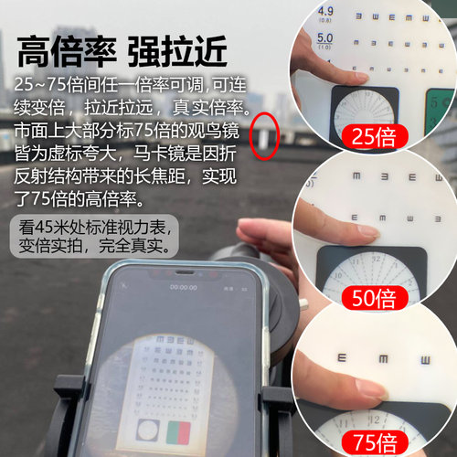SAGA萨伽马卡75倍单筒望远镜高倍高清夜视变焦观鸟镜专业手机观鸟 - 图1