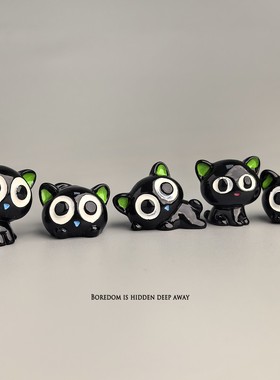 小黑黑猫咪工位小摆件