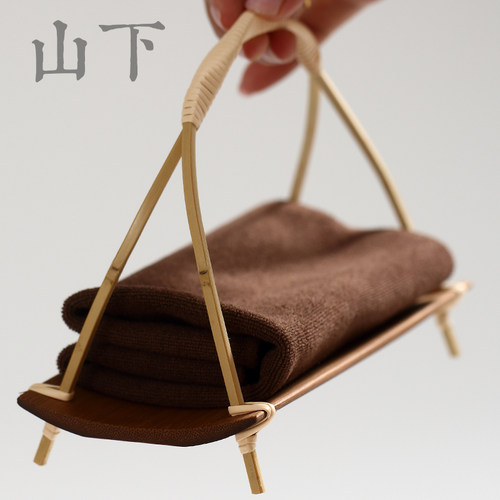 竹制点心架两用茶点盘原味茶巾托小提篮水果盘零食碟子茶道具摆件 - 图2