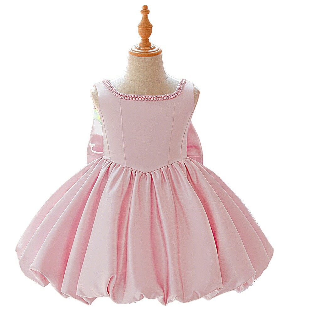 洋气女童无袖背心裙子儿童粉色蓬蓬公主裙蝴蝶结露背连衣裙演出服,淘宝优惠券,粉丝福利购,淘宝优惠卷