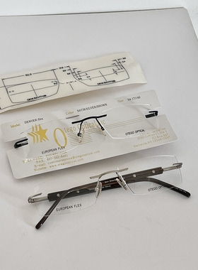 里脊の古着vintage老眼镜HK产无框眼镜长方形光学镜框