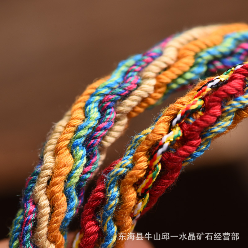 一家三口吞金兽手绳手工编织中国风棉绳轮回饰品女红手绳Bracelet - 图0