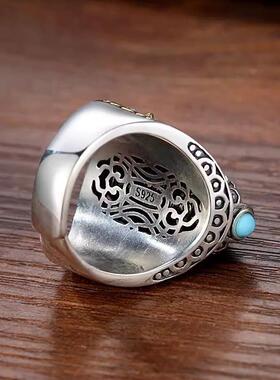 男士国潮九眼天珠六字真言戒指