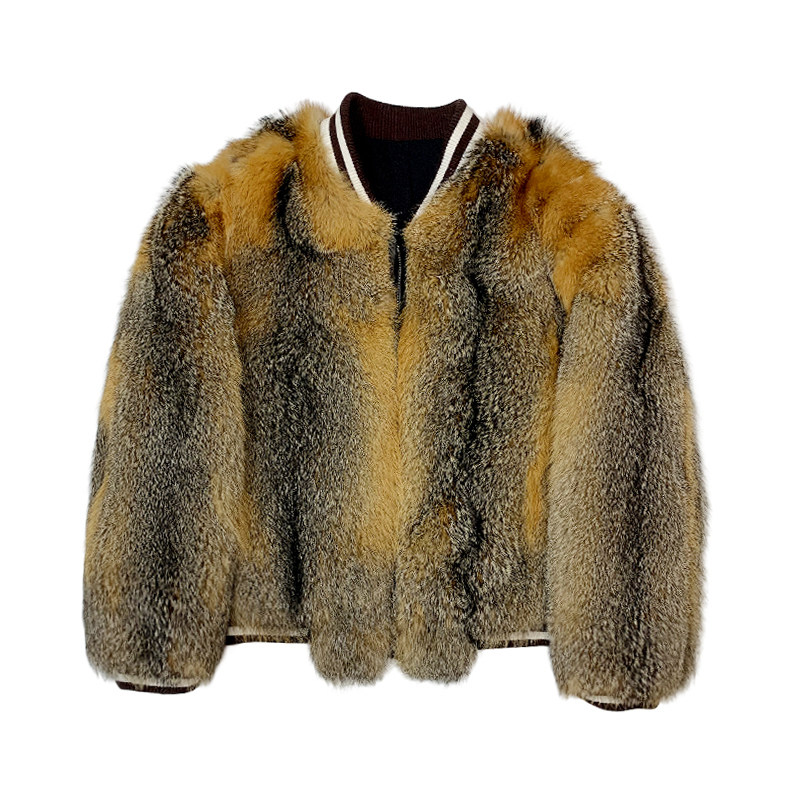 皮毛一体男夹克2025冬季新款高级感灰狐皮草外套男狐狸毛短款休闲,淘宝优惠券,粉丝福利购,淘宝优惠卷