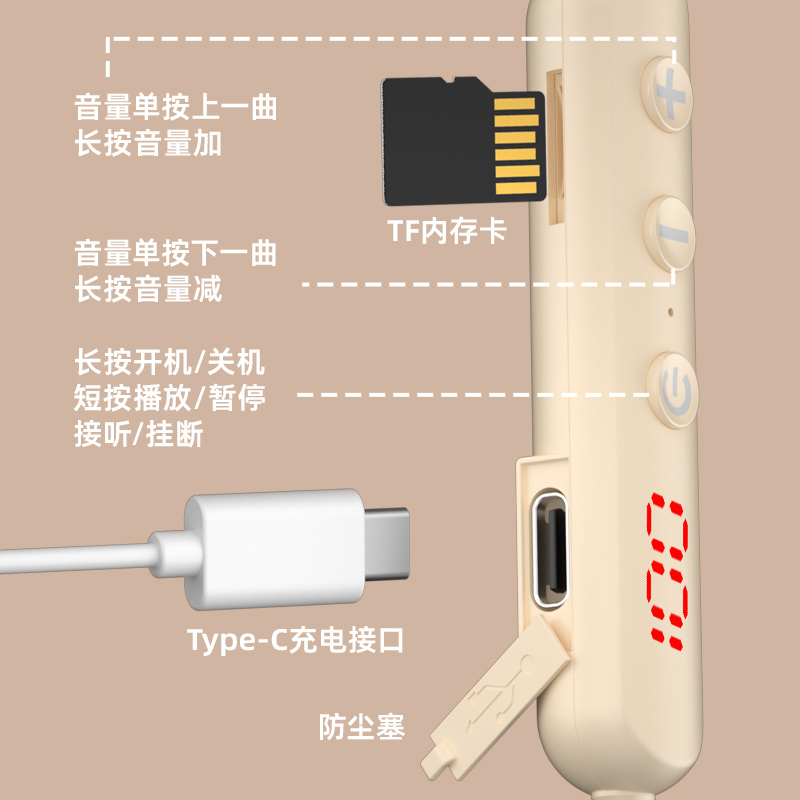 新款无线蓝牙耳机颈挂脖式电竞游戏降噪隔音超长续航苹果华为适用 - 图2