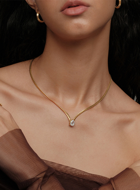 【CnHnOn脂肪商店】欧美博主时髦蛇骨链水滴锆石简约锁骨项链