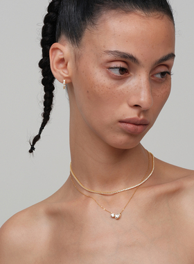 【CnHnOn脂肪商店】水滴圆钻3a活彩锆石简约欧美高级感锁骨项链