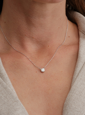 【CnHnOn脂肪商店】s925纯银莫桑钻简约泡泡钻镶嵌圆钻锁骨项链