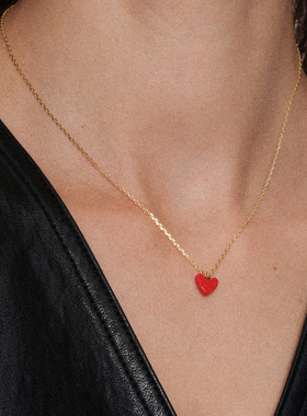 【CnHnOn脂肪商店】s925纯银法式正红幸运爱心护身符细链锁骨项链