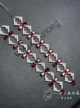 天然石榴石项链玫瑰金银色4乘5