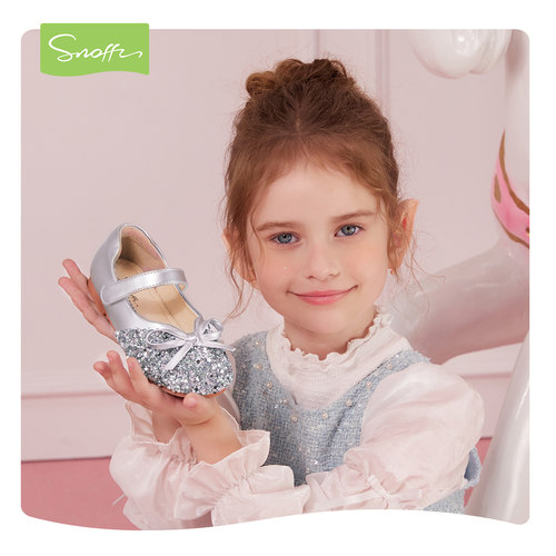 闪闪鞋｜斯纳菲女童水晶公主鞋2025春秋款小女孩软底校园演出皮鞋 - 图1