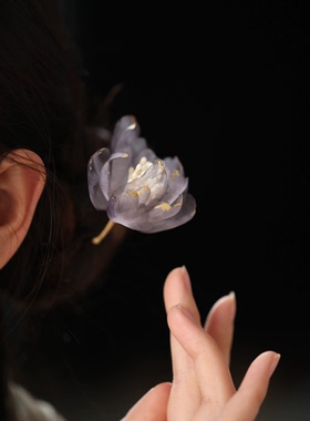 唐风发簪古风女童仙美真丝烫花