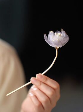 中国风头饰水墨色真丝烫花发夹