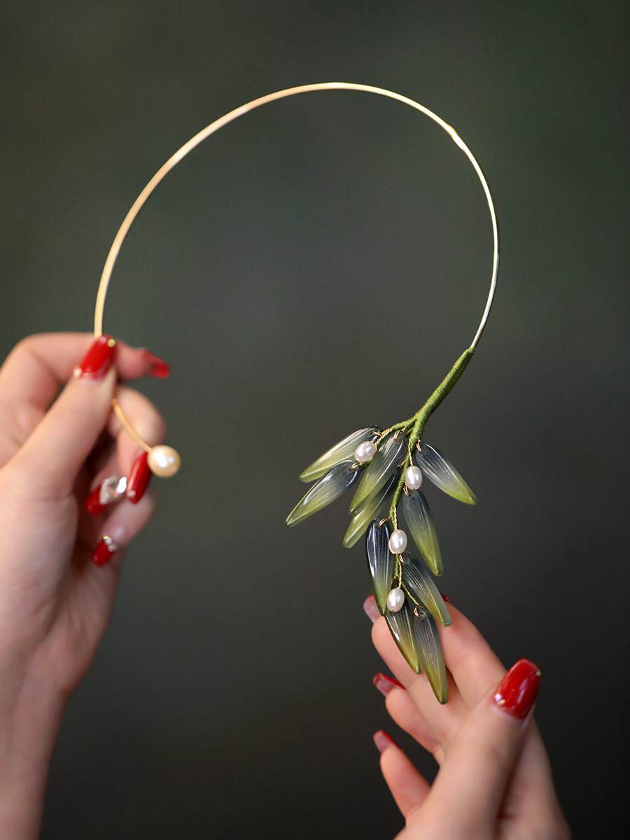 项链女2022年新款古风竹叶流苏项圈女璎珞汉服配饰设计感小众脖圈 - 图2