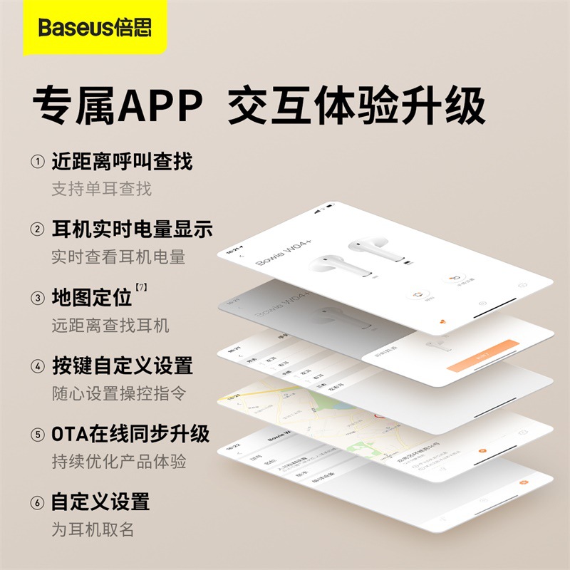 BASEUS/倍思 W04+无线蓝牙5.3双耳半入耳低延迟防丢语音通话降噪-图1