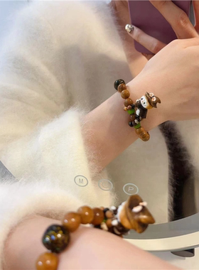 库克单圈手链diy配件鹿角魔法师黑金大漆老型坨骨吊牌橄榄核跑环