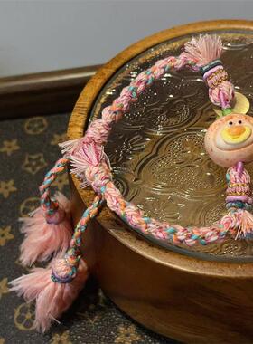 鹿角根付草莓熊 手编绳diy配件文玩佛珠手串时尚配饰隔珠串珠饰品