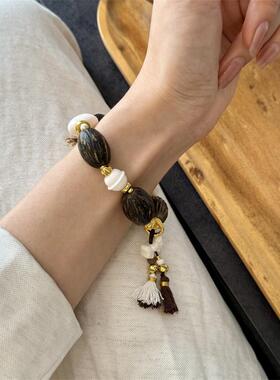 沉香达拉干枣珠搭配牛骨爱心铃铛绣球蝴蝶结纯铜配饰diy配件配饰